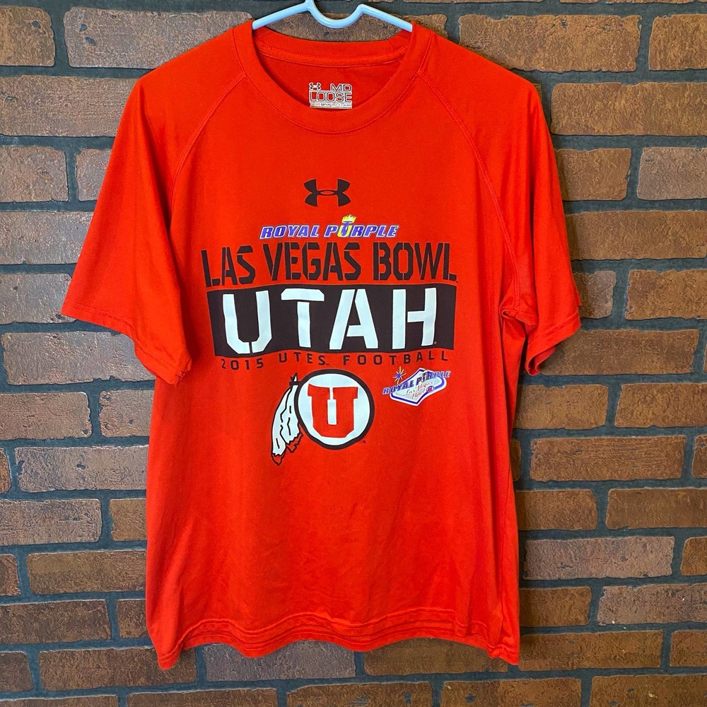 Utah Utes Under Armour Royal Purple Las Vegas Bowl Red T-Shirt size Medium